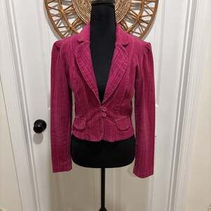 Cropped Pink Corduroy Blazer Y2K